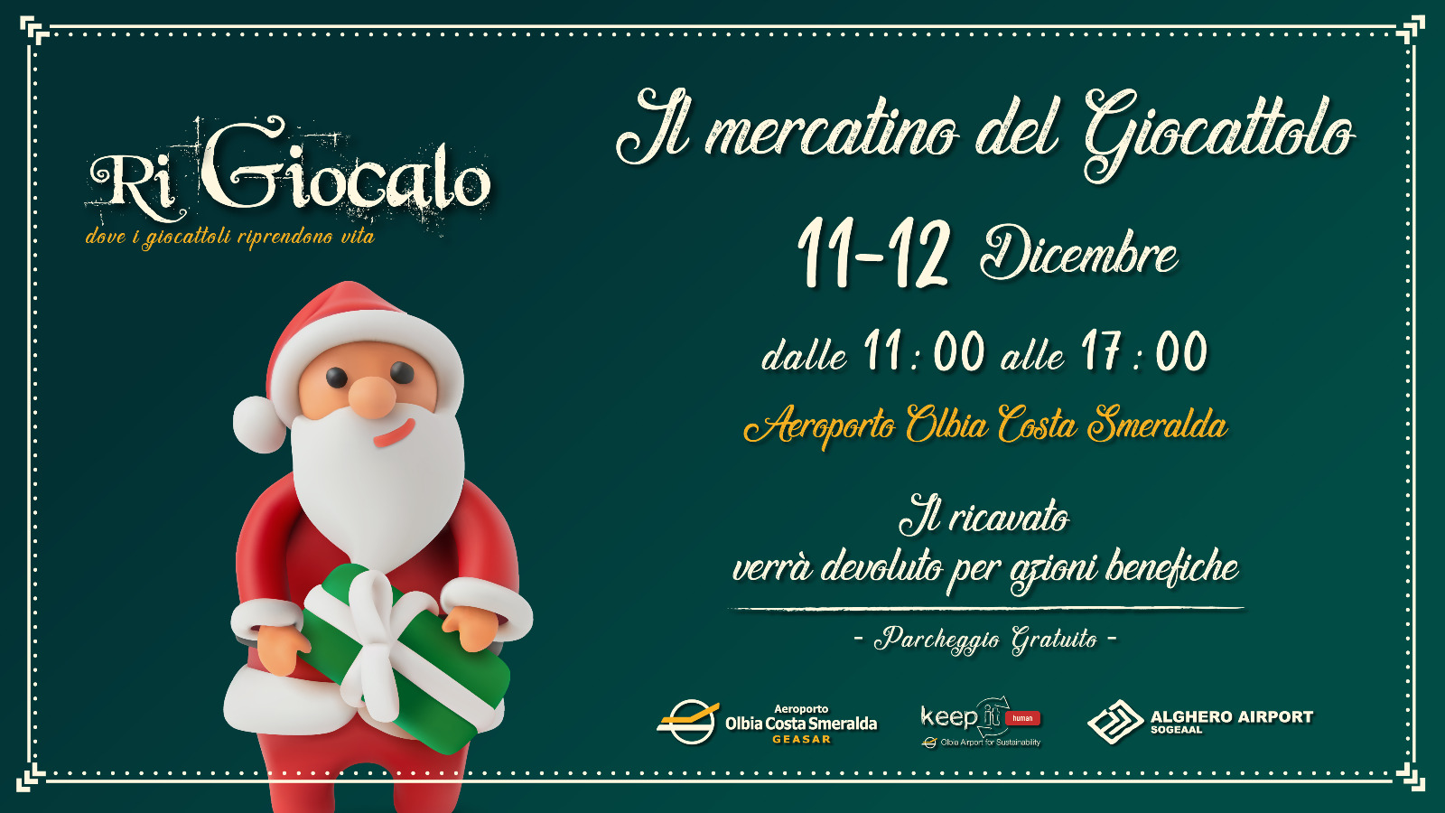 “Rigiocalo” il mercatino del giocattolo torna all’Aeroporto di Olbia 11-12 Dicembre 2024